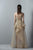 3362 Gold Appliqued Peplum Gown