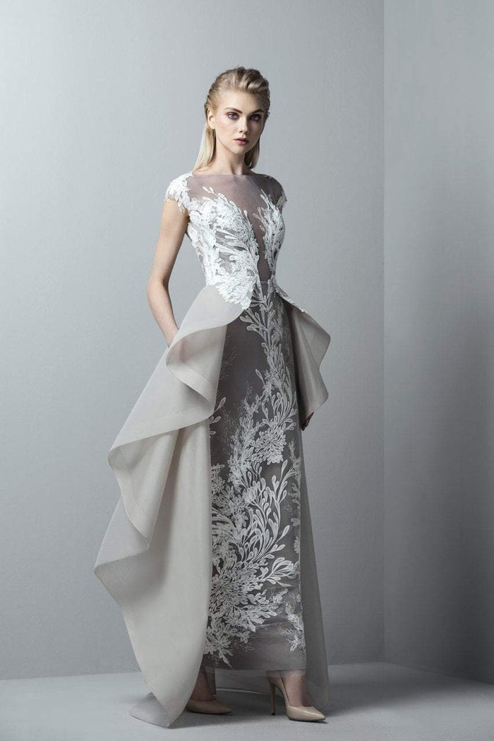 3369 Illusion Bateau A-line Dress With Overskirt