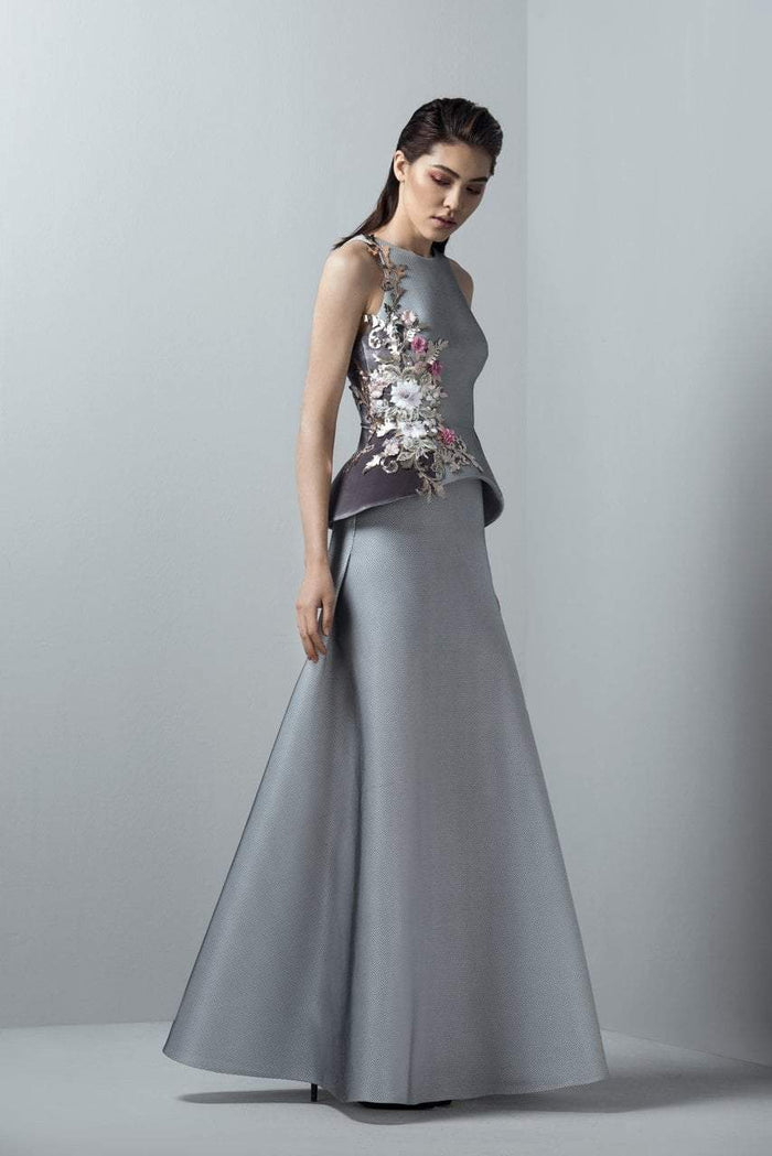 3371 Floral Halter A-line Dress