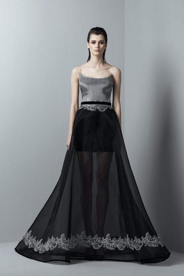 3372 Modified Scoop Metallic A-line Dress