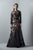 3383 Long Sleeved Floral Tulle Gown