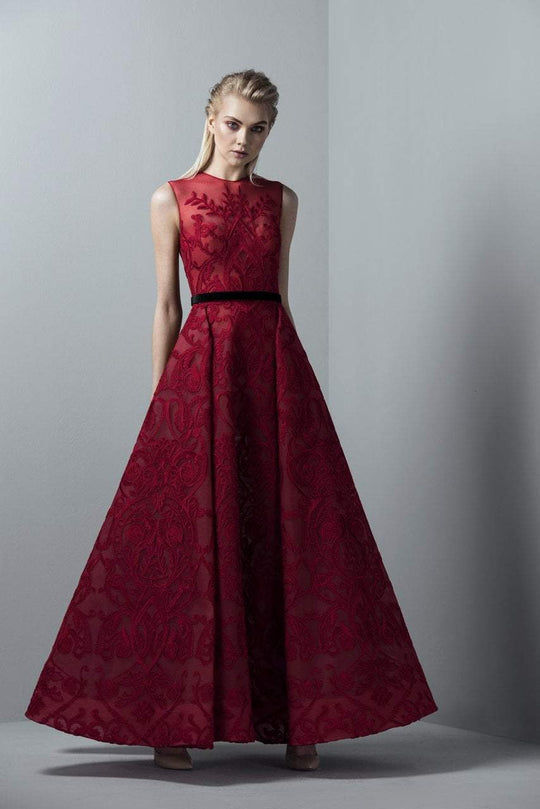 3384 Full-Length Embroidered Tulle Gown