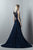 3392 Deep V-Neck Sequined Jumpsuit with Overskirt