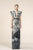 Saiid Kobeisy - RE3568 Origami-Inspired Plunging Keyhole Printed Gown in Black and Green