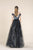Saiid Kobeisy - RE3569 Off-Shoulder Pleated A-Line Gown in Black and Green