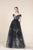 Saiid Kobeisy - RE3569 Off-Shoulder Pleated A-Line Gown in Black and Green