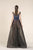 Saiid Kobeisy - RE3571 Embellished Plunging V-neck A-line Dress in Blue and Multi-Color