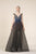Saiid Kobeisy - RE3571 Embellished Plunging V-neck A-line Dress in Blue and Multi-Color