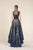 Saiid Kobeisy - RE3572 Floral Embroidered A-Line High Low Gown in Black and Blue