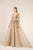 Saiid Kobeisy - RE3578 Embroidered Long Sleeve Tulle Brocade Ballgown in Gold