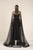 Saiid Kobeisy - RE3579 Bateau Velvet Tulle Cape With Sweep Train in Black