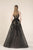 Saiid Kobeisy - RE3582 Velvet High Neck Embroidered A-line Dress in Black