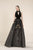 Saiid Kobeisy - RE3582 Velvet High Neck Embroidered A-line Dress in Black