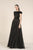 Saiid Kobeisy - RE3586 Embroidered Off-Shoulder Velvet Tulle Dress in Black
