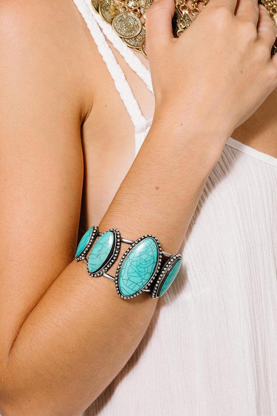 OPEN TURQUOISE STONE CUFF