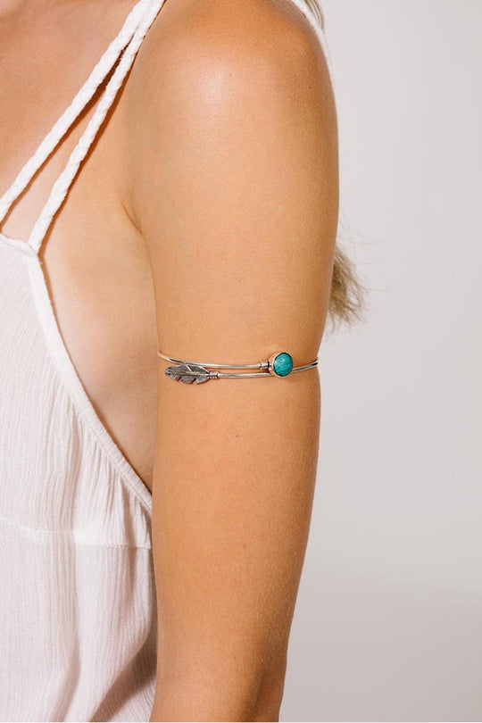 TURQUOISE STONE & LEAF ARM CUFF