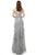 Jovani - 2234 Lace Deep Off-Shoulder Sheath Dress In Gray and Neutral
