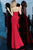 Jovani - 68766 Strapless Side Ruffle Trumpet Dress In Red