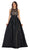 May Queen - Sleeveless Lace Applique Taffeta Formal Ball Gown in Black