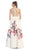 Sleeveless Floral Print Satin Evening Gown