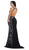 May Queen - RQ7405 Sparkling Sleeveless Open Back Mermaid Evening Dress in Black