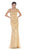 May Queen - RQ7408 Sleeveless Beaded Lace Sheath Evening Gown - Gold and Neutral