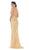 May Queen - Sleeveless Beaded Lace Sheath Evening Gown in Nude and Gold