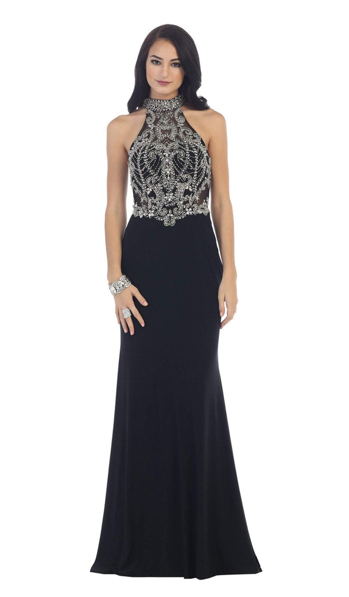 Embellished Long High Neck Dress