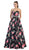 Strapless with Rhinestone Waistband Floral Print Formal Ball Gown
