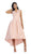 May Queen - V-Neck Jacquard High Low Cocktail Dress RQ7449 In Pink