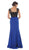May Queen - RQ7457 Lace Applique Bodice Illusion Neck Evening Dress in Blue