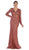 May Queen RQ7477 Scalloped with Long Sleeves Embellished Lace Gown - 1 pc Burgundy/Gold in Size 2XL Available