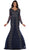 Sheer Long Sleeve Rhinestone Embellished Evening Dress