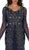 Sheer Long Sleeve Rhinestone Embellished Evening Dress