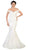 May Queen - RQ7492 Off Shoulder Floral Lace Appliqued Mermaid Gown in White