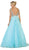 May Queen - RQ7513 Applique Illusion Bateau A-line Dress In Blue and Green