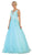 May Queen - RQ7513 Applique Illusion Bateau A-line Dress In Blue and Green