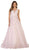 May Queen - RQ7513 Applique Illusion Bateau A-line Dress In Pink
