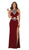May Queen - RQ7526 Embellished Cutout Dress with Slit In Red