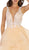 May Queen - RQ7530 Embroidered Deep V-neck Tiered A-line Dress In Neutral