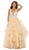 May Queen - RQ7530 Embroidered Deep V-neck Tiered A-line Dress In Neutral