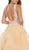 May Queen - RQ7530 Embroidered Deep V-neck Tiered A-line Dress In Neutral