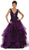 May Queen - RQ7530 Embroidered Deep V-neck Tiered A-line Dress In Purple