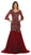 May Queen - RQ7542 Embroidered V-Neck Trumpet Evening Gown In Red and Gold