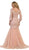 May Queen - RQ7542 Embroidered V-Neck Trumpet Evening Gown In Pink and Gold