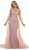 May Queen - RQ7563 Embroidered V Neck Gown with Overskirt In Pink