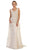 May Queen - RQ7563 Embroidered V Neck Gown with Overskirt In Neutral
