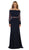 May Queen - RQ7578 Embroidered Off-Shoulder Long Sleeve Trumpet Dress In Blue