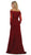 May Queen - RQ7578 Embroidered Off-Shoulder Long Sleeve Trumpet Dress In Red
