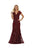 May Queen Plunging V-neck Embellished Trumpet Gown - 1 pc Burgundy In Size 3XL